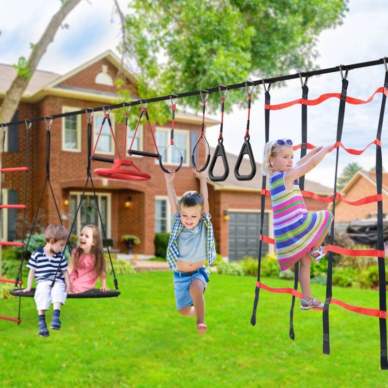 Klo Kick 50ft Ninja Warrior Obstacle Course for Kids with Spider